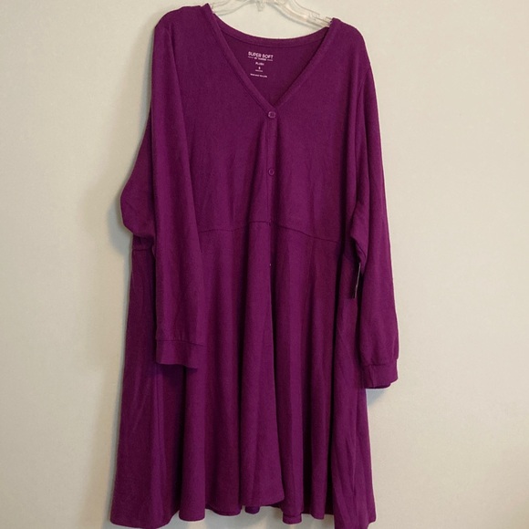 torrid Dresses & Skirts - Torrid Purple Long Sleeve Dress- Hacci Front Pocket Skater Dress